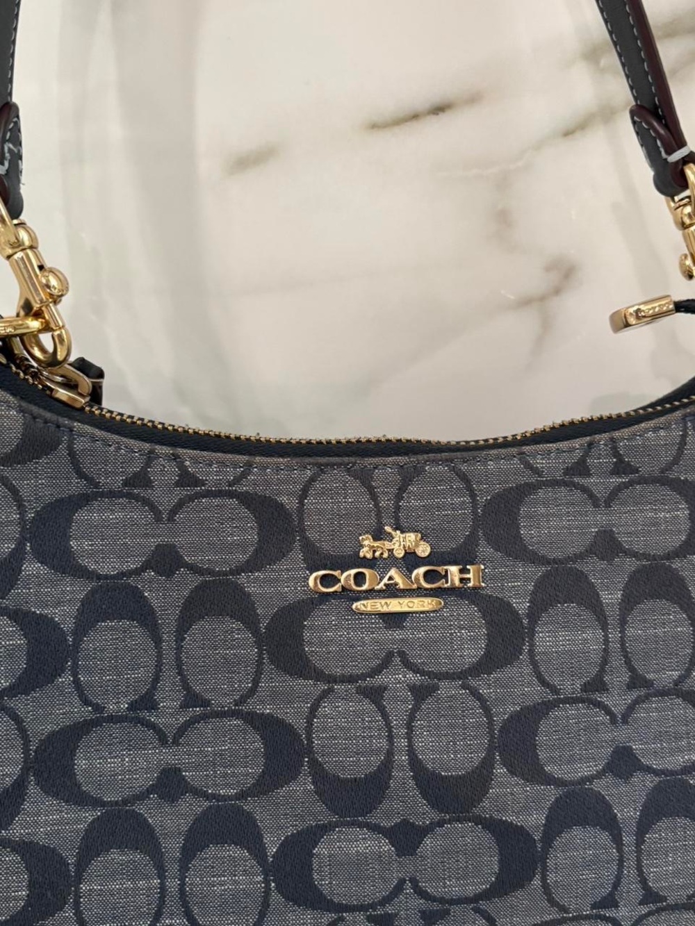 COACH TERI navy blue denim shoulder bag - Picture 4 of 4